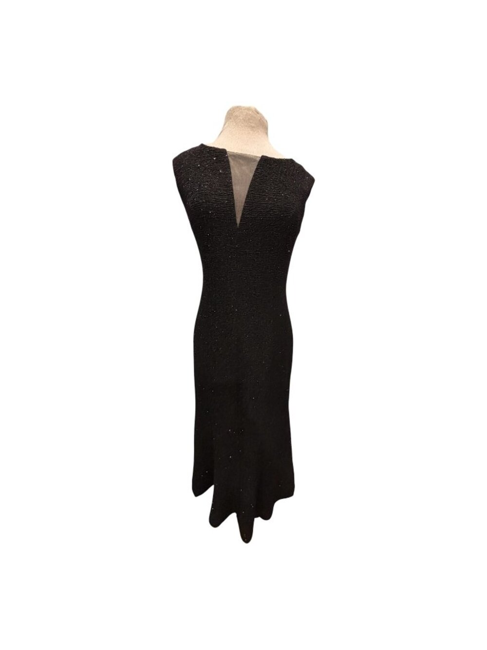 Eliza J Black Glitter Evening Gown Dress Size 10 Sleeveless V-Neck Formal Maxi - Picture 2 of 10